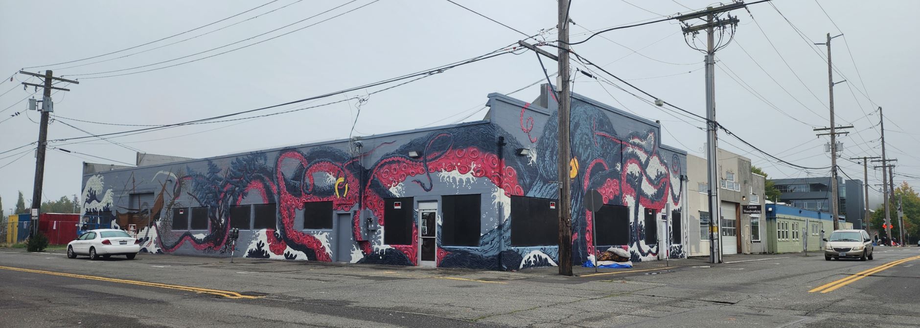 A cozy drawing table set up inside DECAY